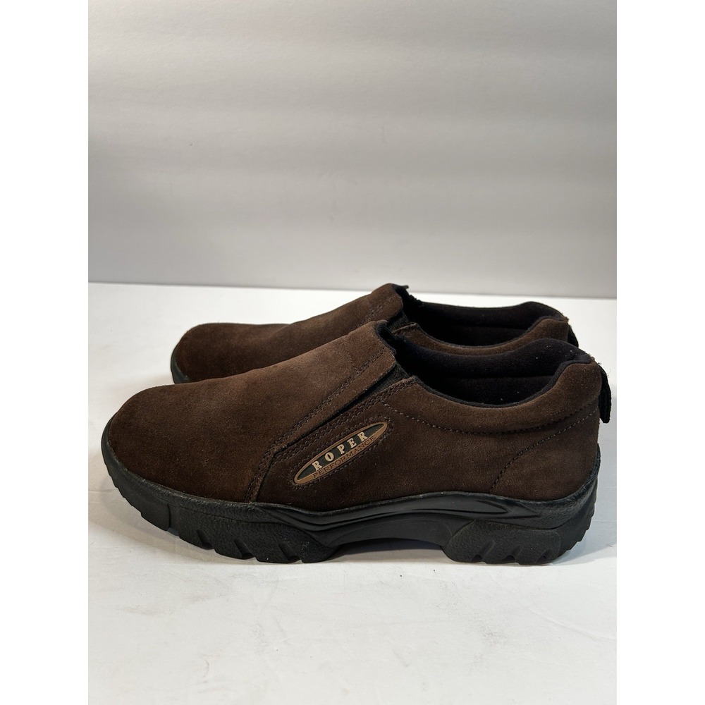 Roper Performance Shoes Mens 8.5 Brown Suede Leather Slip On Casual Outdoor